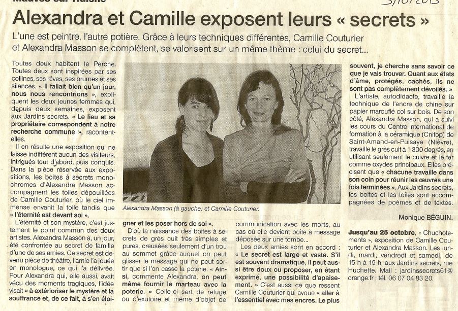 Camille Couturier et Alexandra Masson, exposition "Chuchotements"