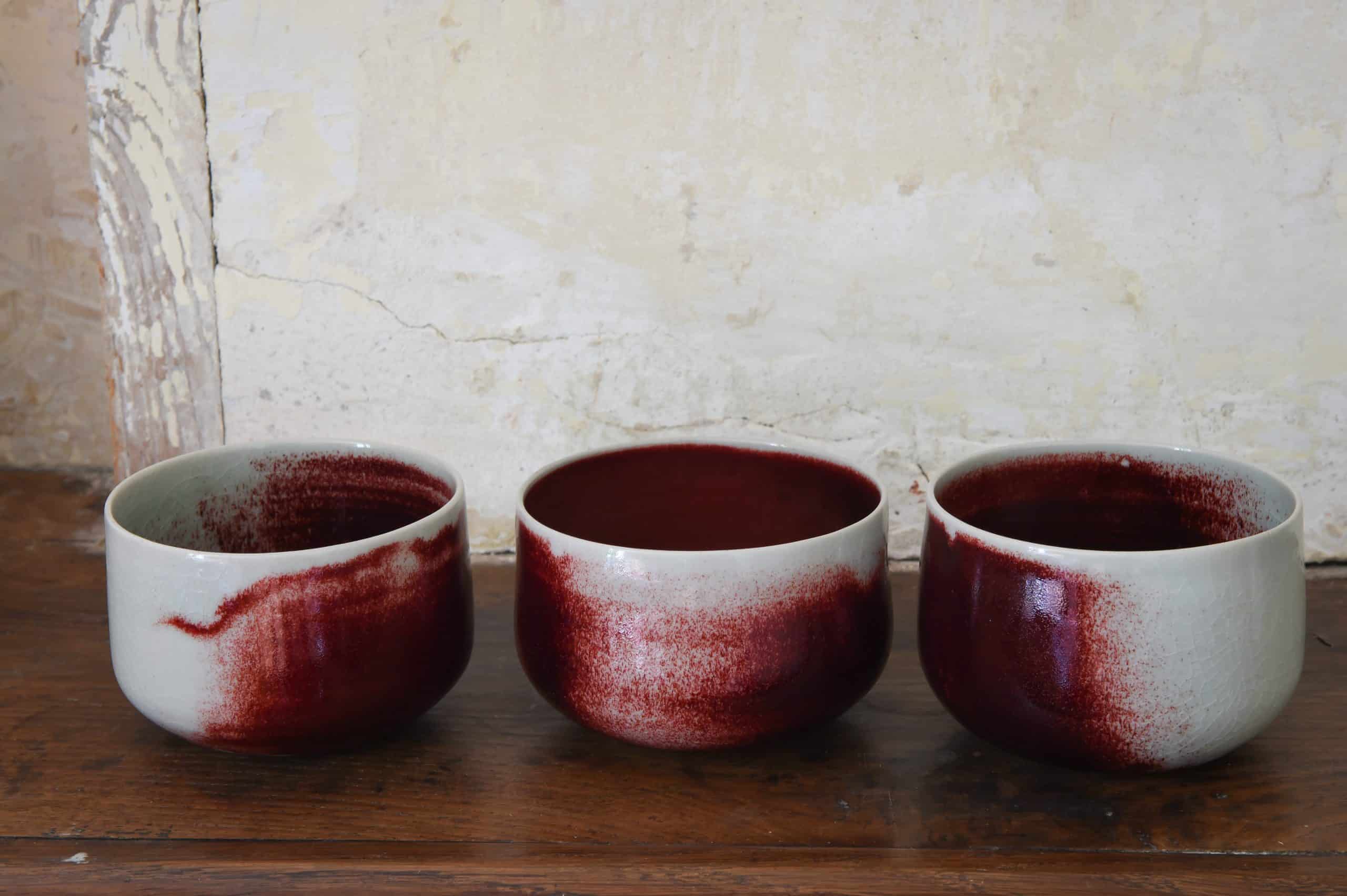 bols en céramique rouge de cuivre
